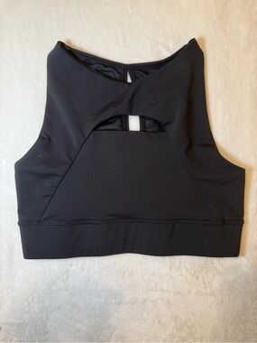 DYI Black High-Neck Cutout Sports Bra